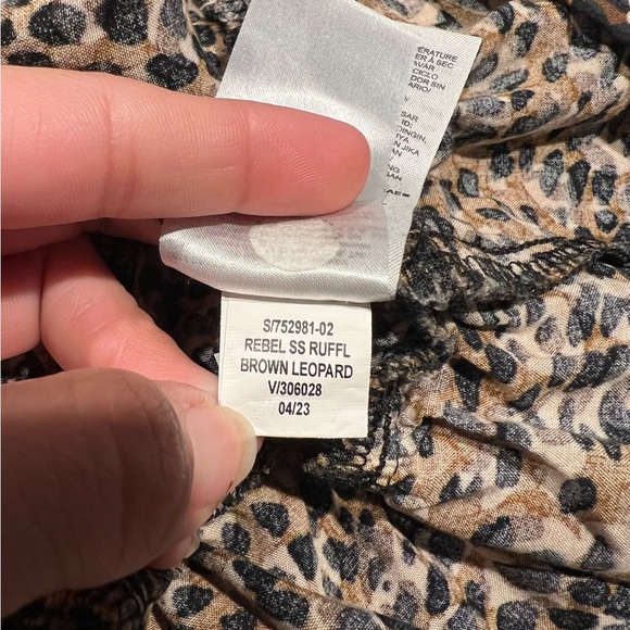 Old Navy Mini Dress Womens Medium Brown Leopard Print Cinched Ruffle-Trim - Picture 10 of 10